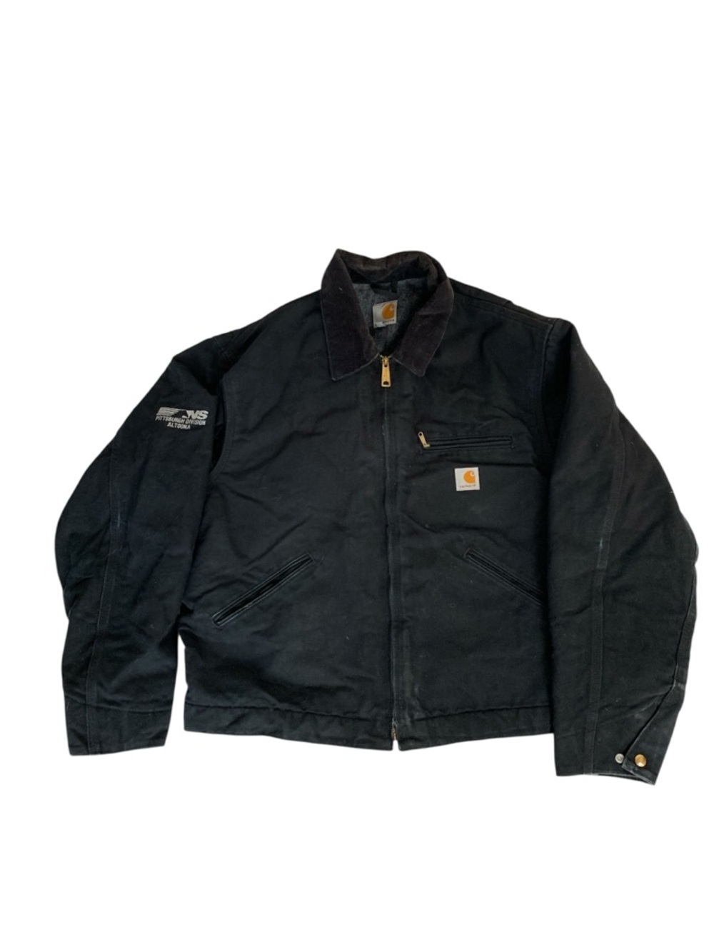 Carhartt canvas duck Detroit black jacket size large blanket lined